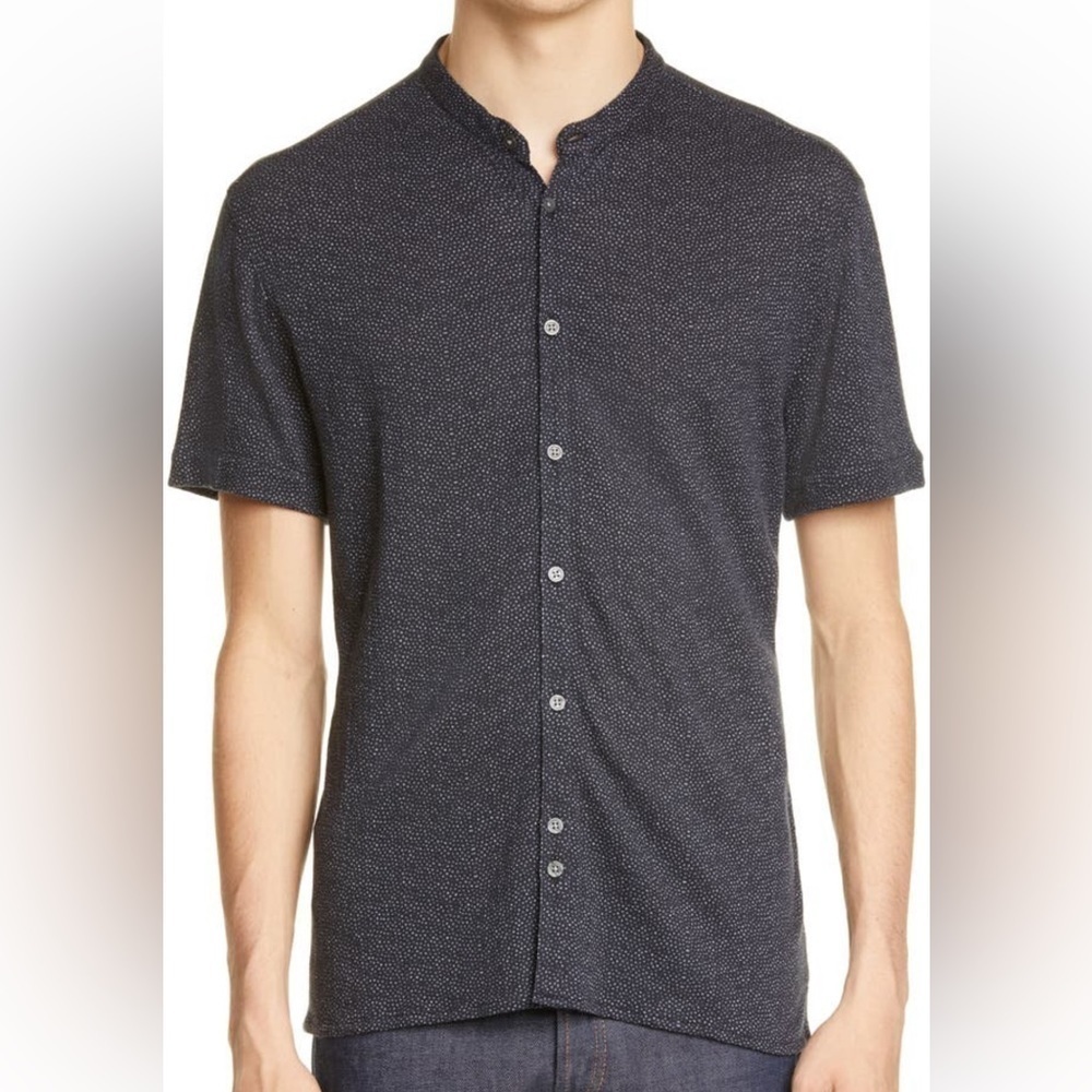 John VARVATOS spatter print button-up knit shirt in XXL. NWT
